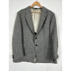 Vintage‎ USA Mens  Tweed Twill Sport Coat Blazer Preppy Teacher Elbow Patch